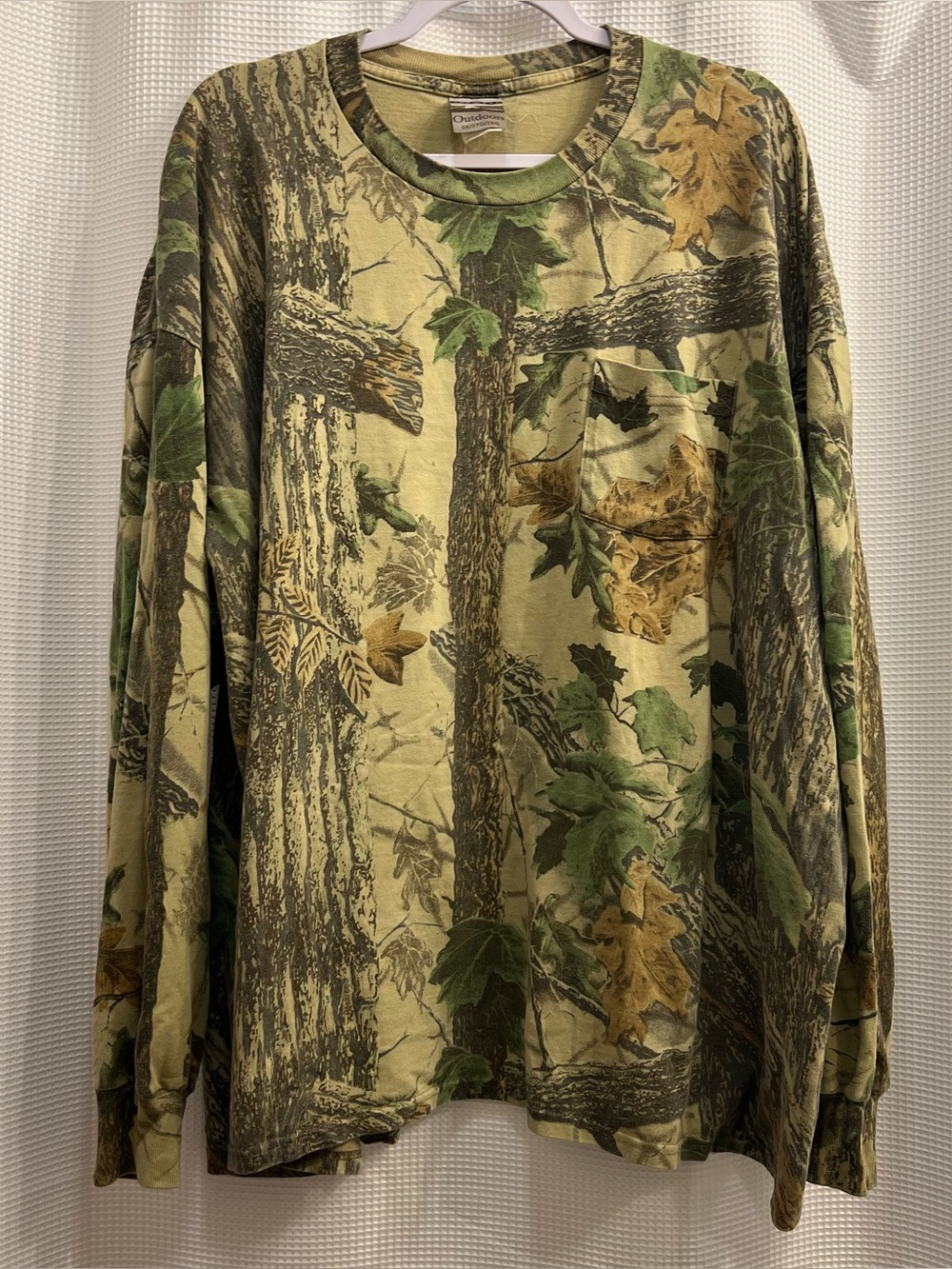 Jerzees Long Sleeve Camouflage Pocket Tee - Olive Green/Brown/Tan